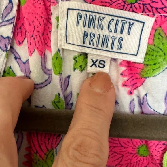 Floral Tiered Mini Dress in Pink & Green - Picture 2 of 3